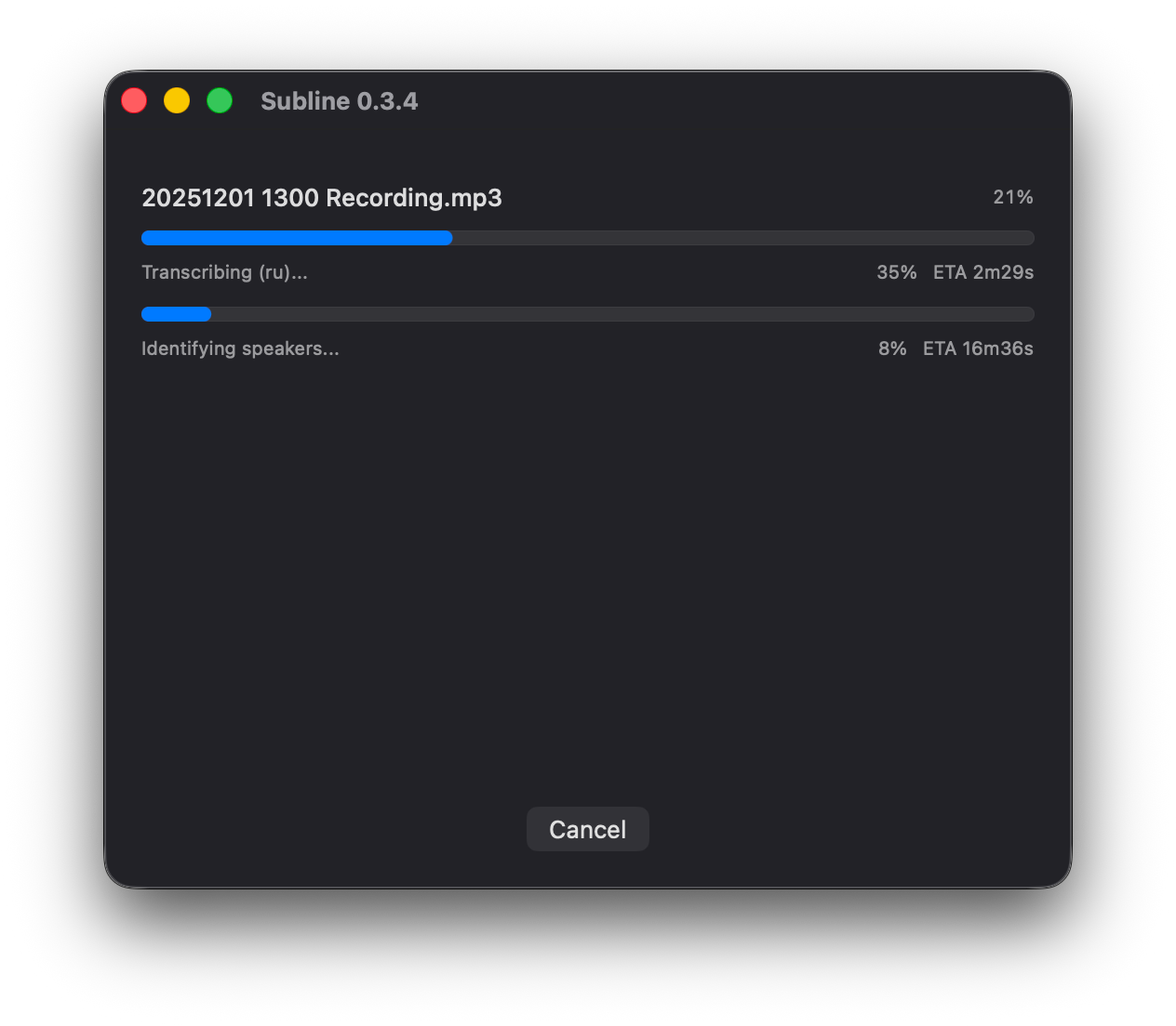 Parallel transcription and speaker identification